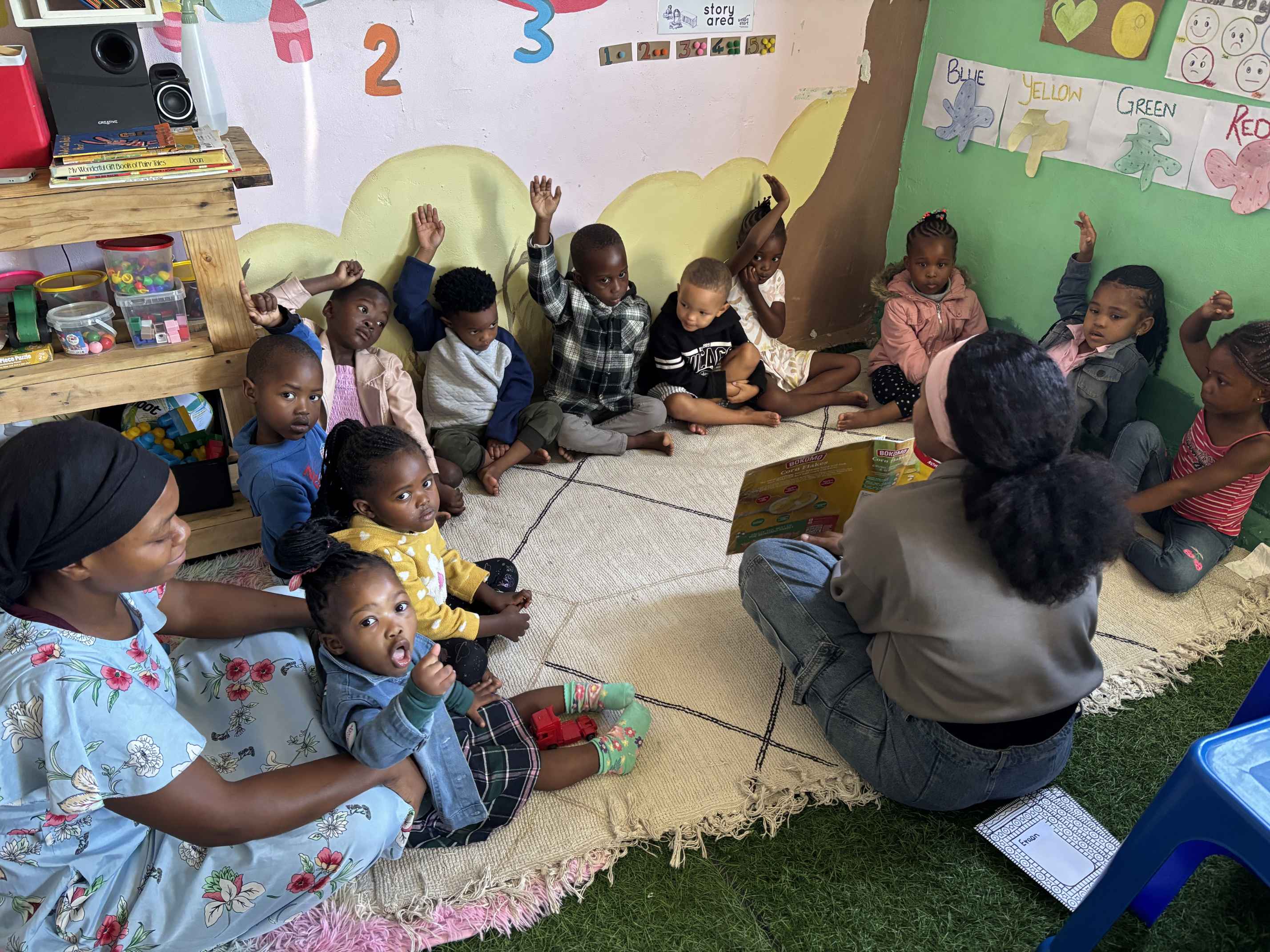 Children participating in a group routine